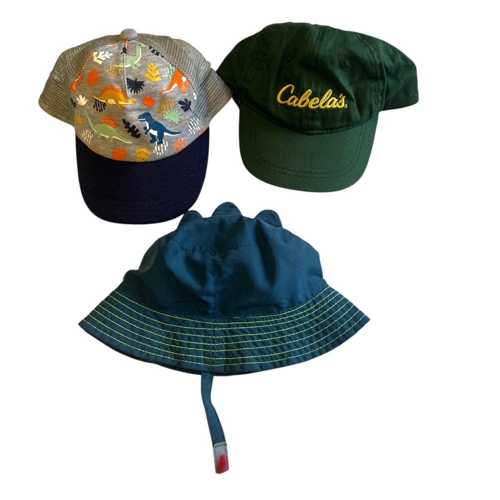 Boys 3-Pack Hats - Green Cabela’s Cap Dino Sunhat Dino Trucker Hat